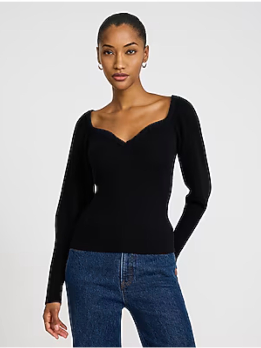 NWT! Express Sweetheart Neckline Black Knit Sweater